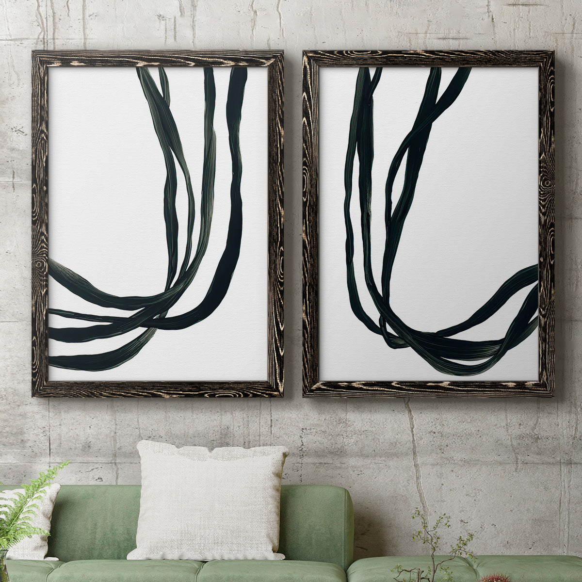 Onyx Ribbon I - Premium Framed Canvas 2 Piece Set - Ready to Hang