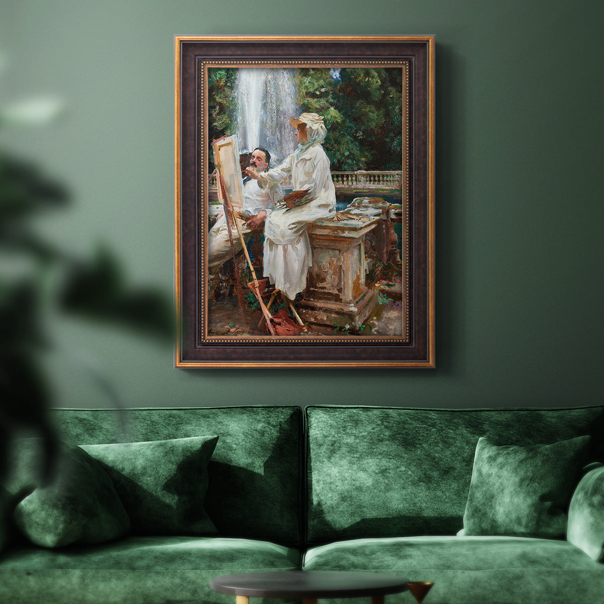 The Fountain Villa Torlonia, Frascati, Italy - Ornate Framed Canvas Print