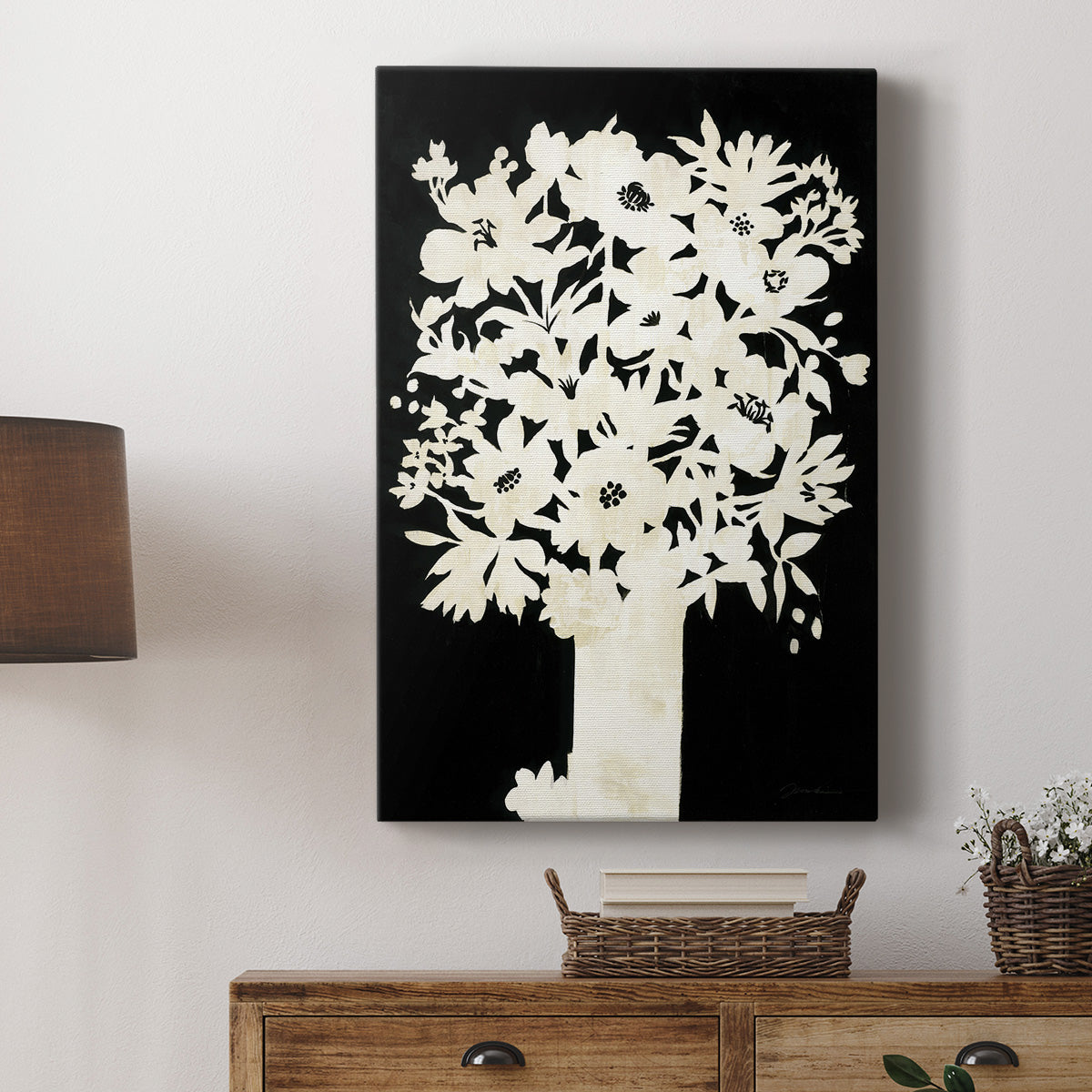 Floral Silhouette - Canvas Art Print