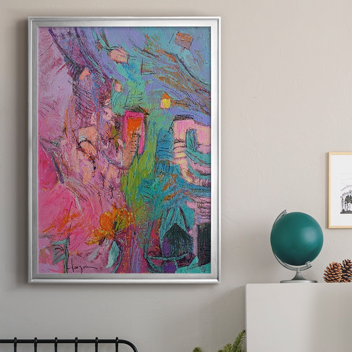 My Pink House - Modern Framed Canvas Print