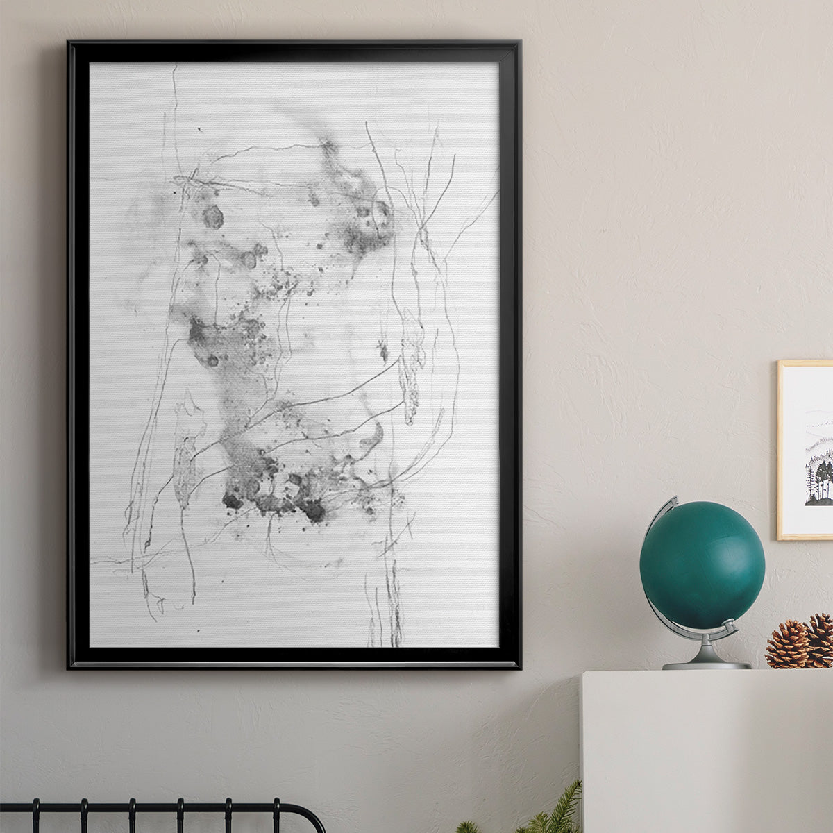 Graphite Abstract IV - Modern Framed Canvas Print