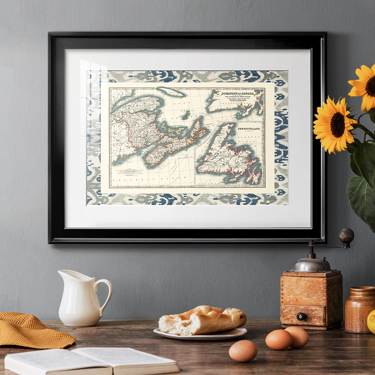 Bordered Map of Canada - Modern Framed Art Print
