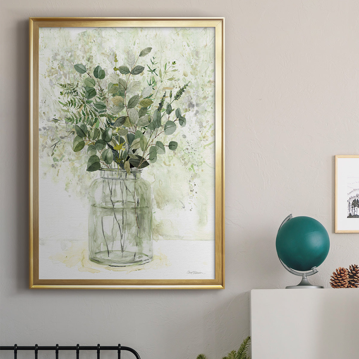 Delicate Greenery II - Modern Framed Canvas Print