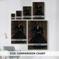 Size comparison chart for canvas art prints, showing multiple size options.