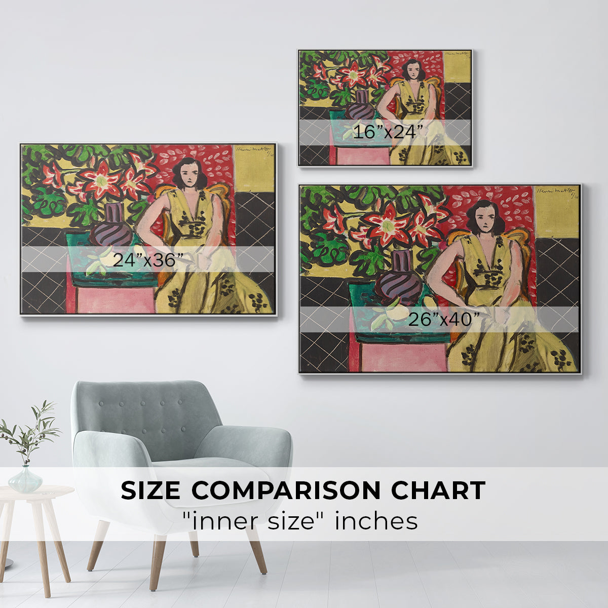 Seated Woman with a Vase of Amaryllis, 1941 - Floater Framed Canvas Print