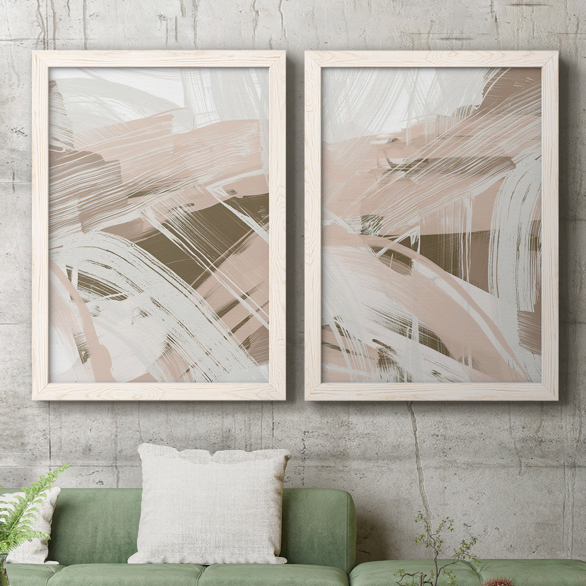 Earthtone Swipe I - Premium Framed Canvas 2 Piece Set - Ready to Hang