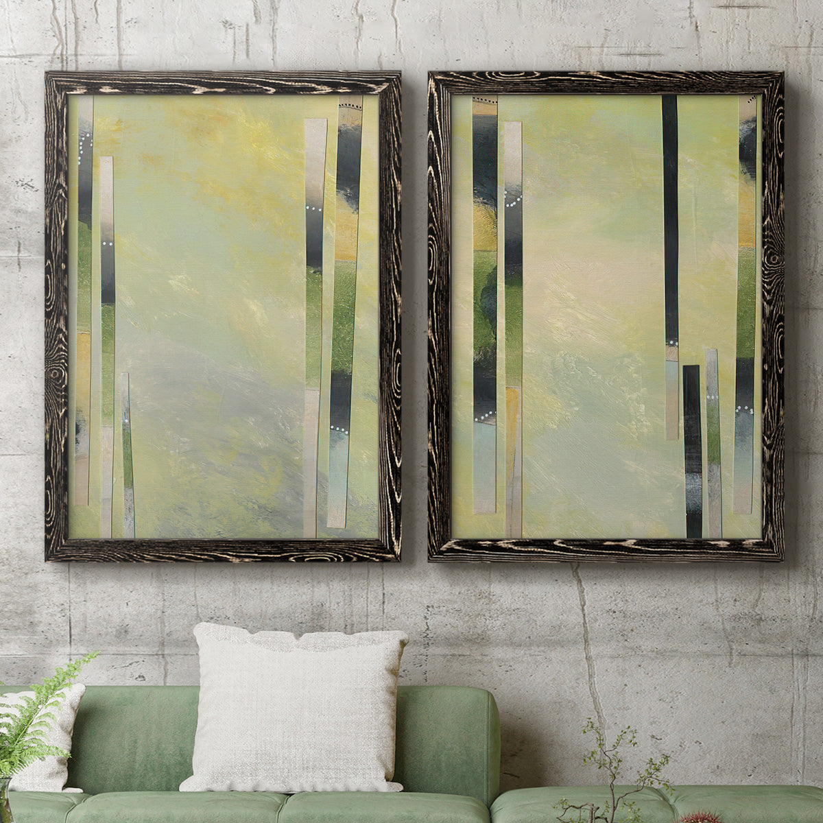 Neutral Assemblage III - Premium Framed Canvas 2 Piece Set - Ready to Hang