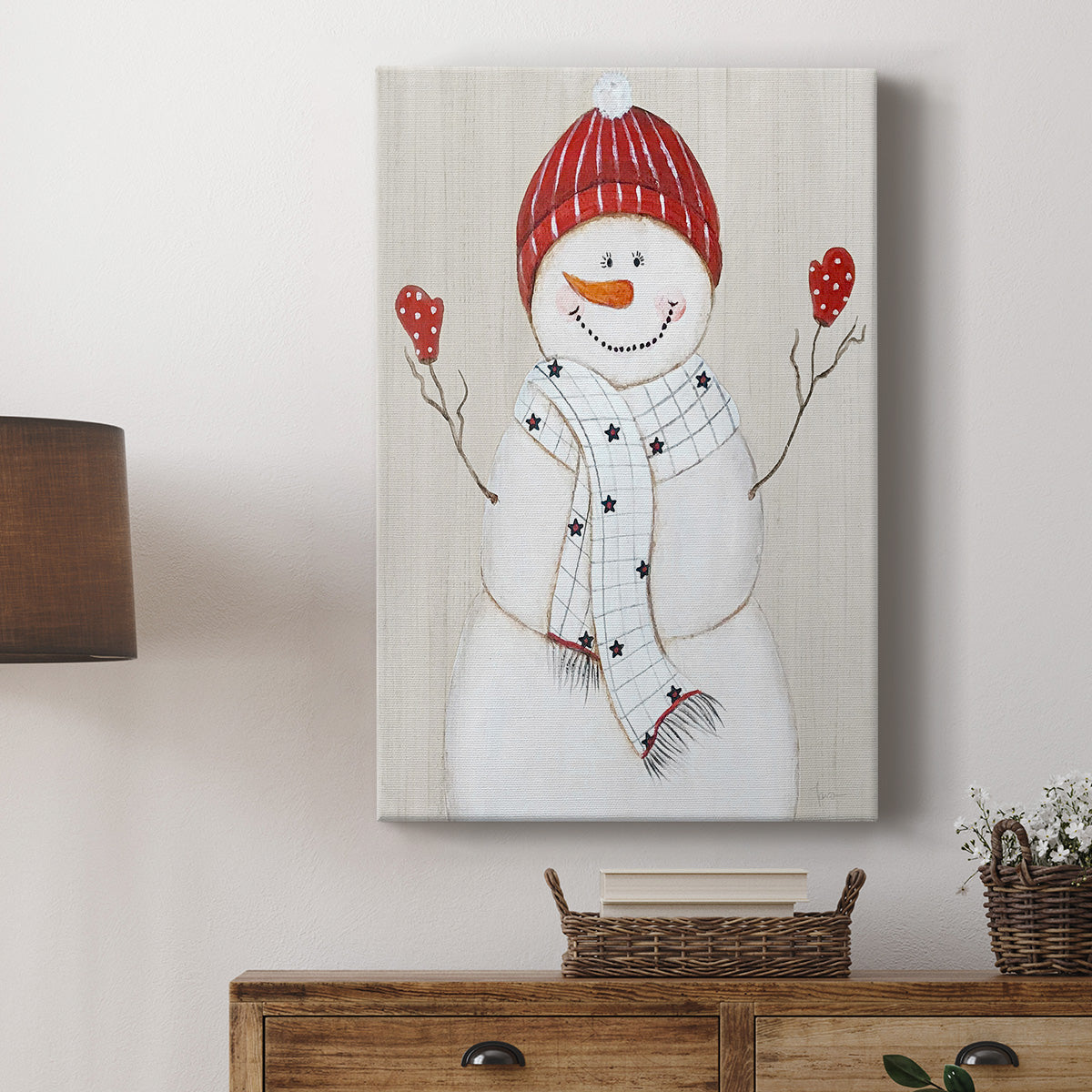 Festive Snowman III Premium Gallery Wrapped Canvas - Ready to Hang