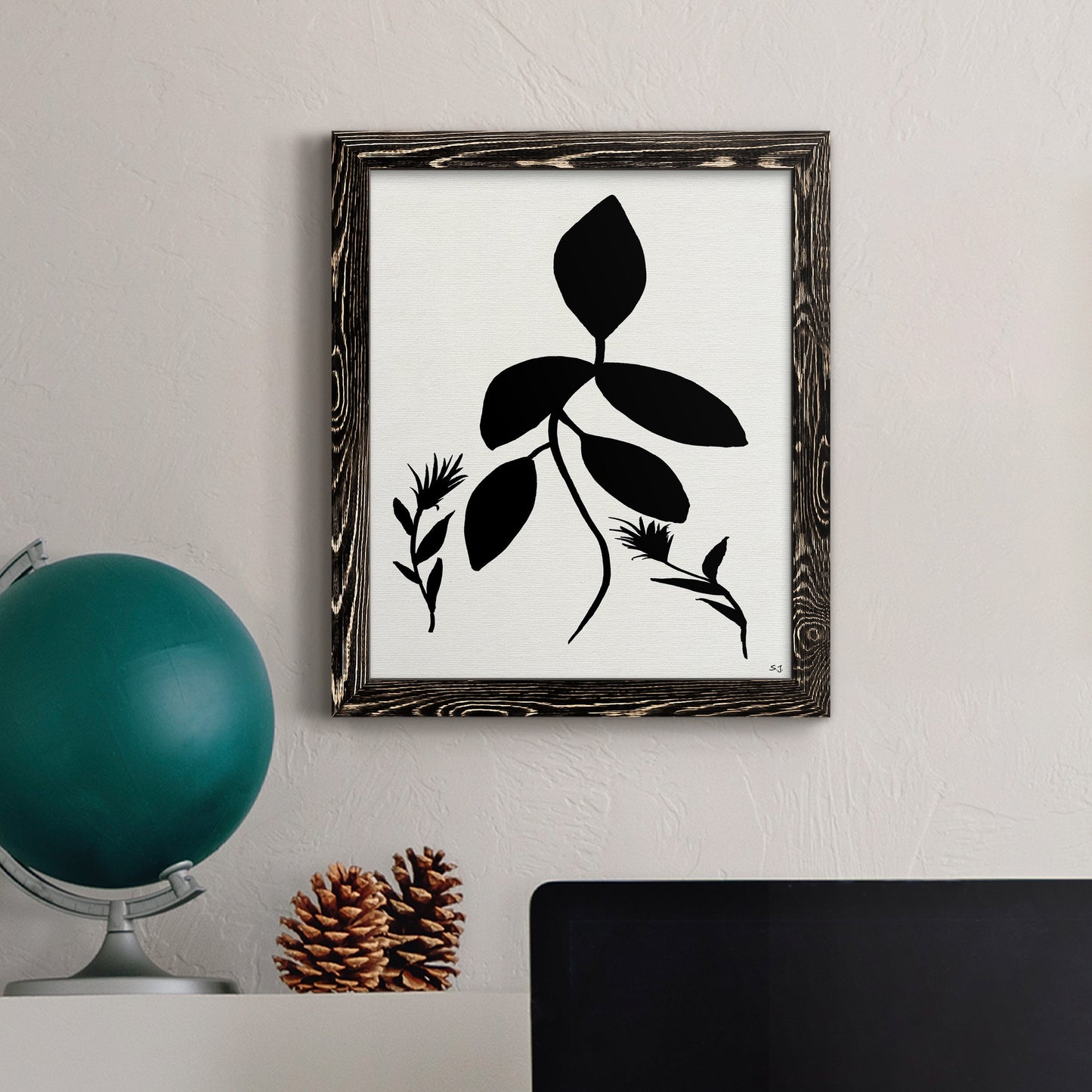 Silhouette Garden I - Premium Canvas Framed in Barnwood - Ready to Hang