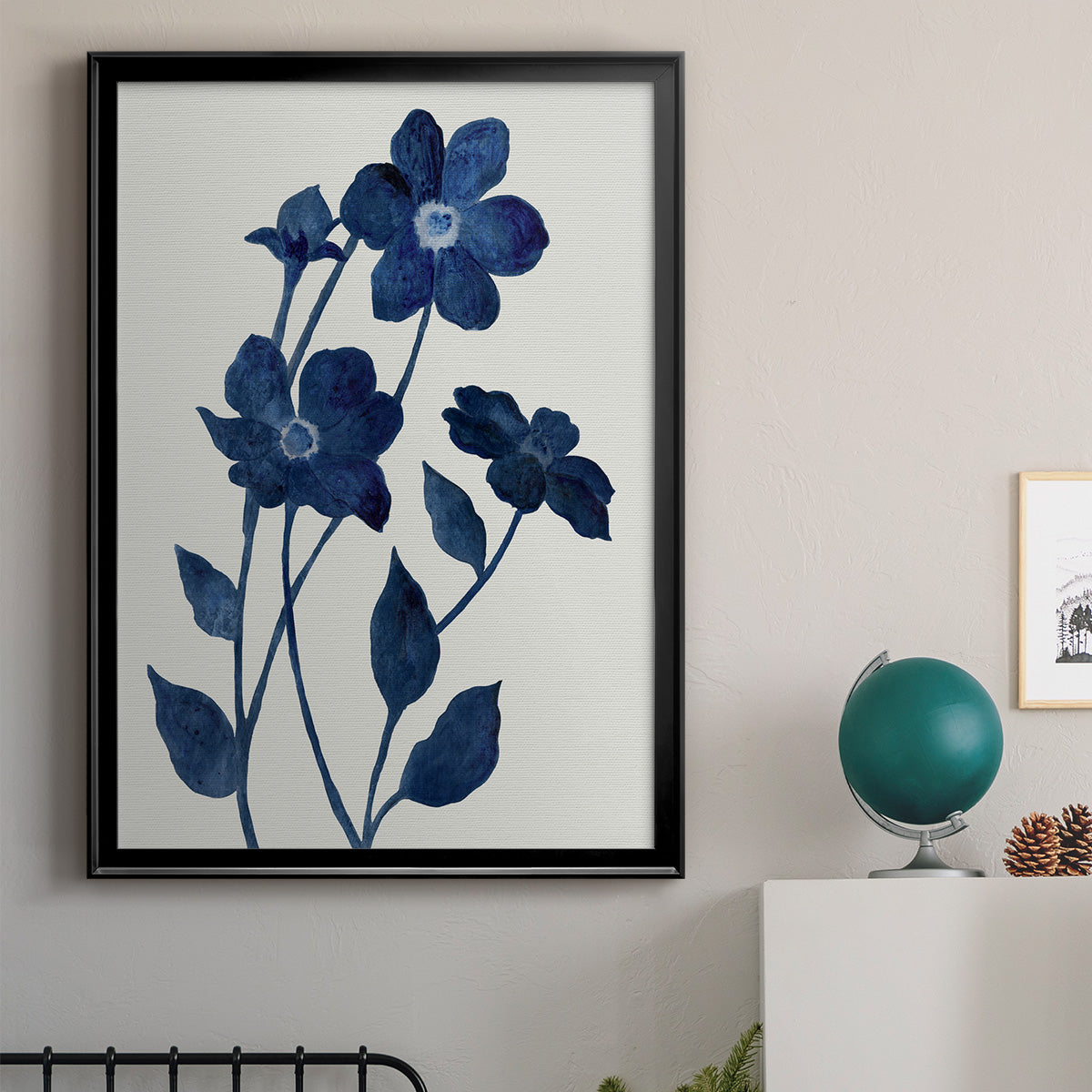 Indigo Bloom II - Modern Framed Canvas Print