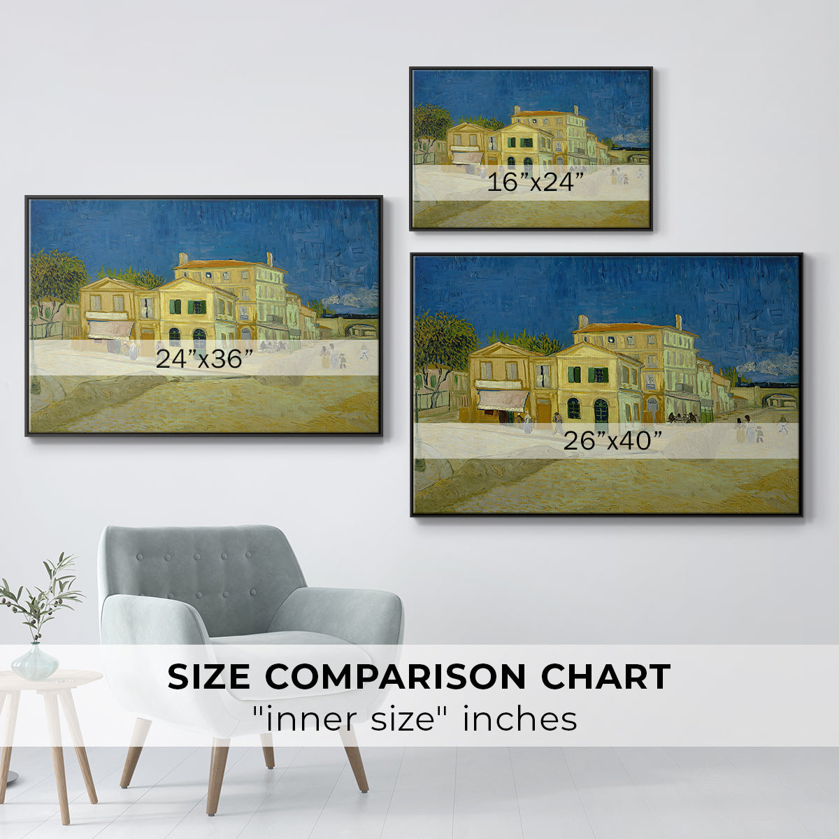 The Yellow House (The Street), 1888 - Floater Framed Canvas Print