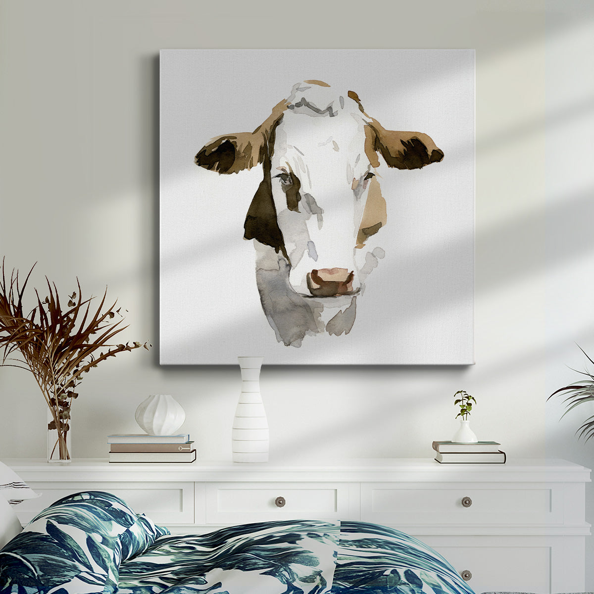 Watercolor Bovine I-Premium Gallery Wrapped Canvas - Ready to Hang