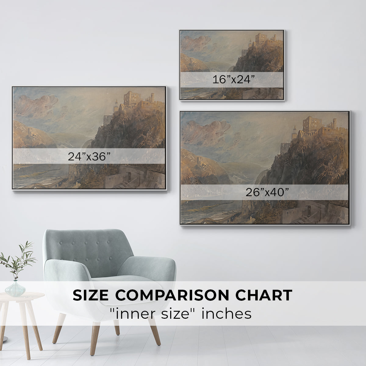 Rheinfels Looking to Katz and Gourhausen, 1817 - Floater Framed Canvas Print