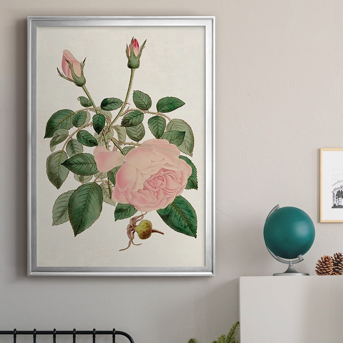 Pink Floral Mix II - Modern Framed Canvas Print