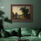Traditional pastoral landscape painting by Asher Brown Durand in an ornate bronzed mahogany wood frame displayed in a dark-toned interior setting.