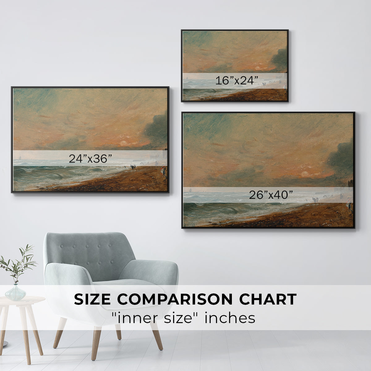 Hove Beach, c. 1824-1826 - Floater Framed Canvas Print