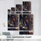 Size comparison chart for canvas art prints, showing multiple size options.