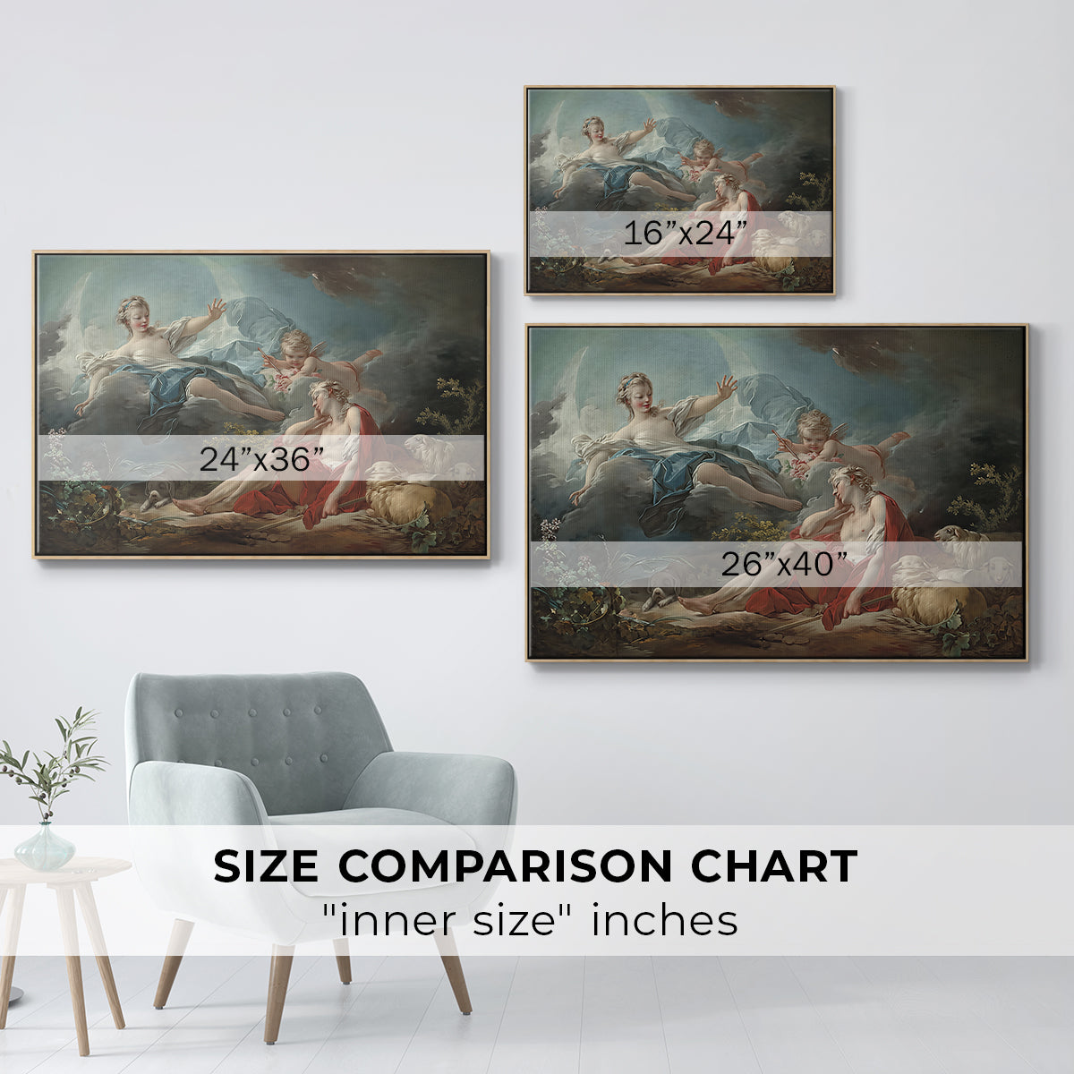 Diana and Endymion, c. 1753-1756 - Floater Framed Canvas Print
