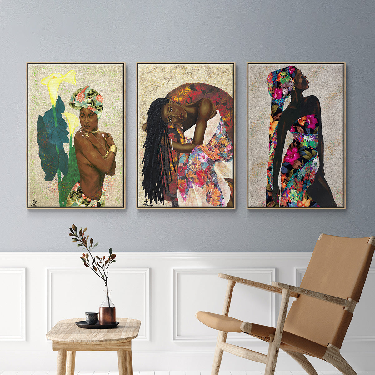 Woman Strong I - Framed Premium Gallery Wrapped Canvas L Frame 3 Piece Set - Ready to Hang