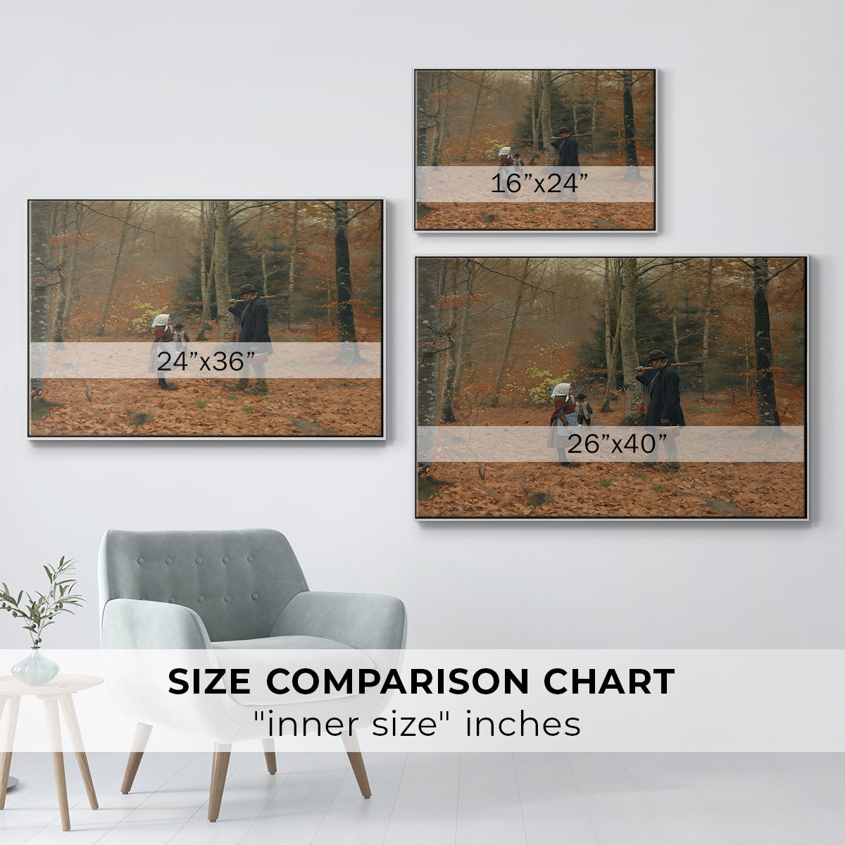 The Woodman and his Children, 1886 - Floater Framed Canvas Print