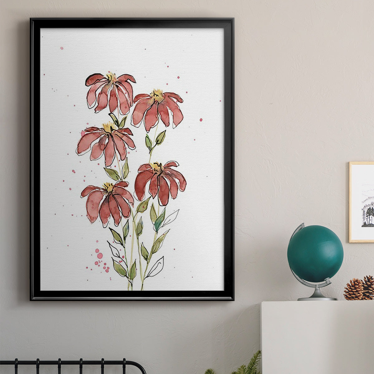 Watercolor Blooms II - Modern Framed Canvas Print