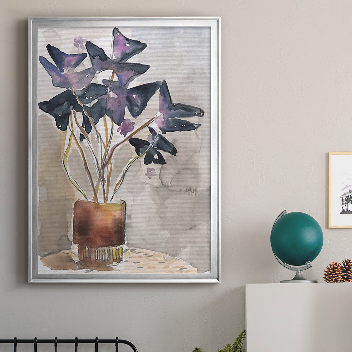 Oxalis in Vase I - Modern Framed Canvas Print