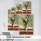 Size comparison chart for canvas art prints, showing multiple size options.
