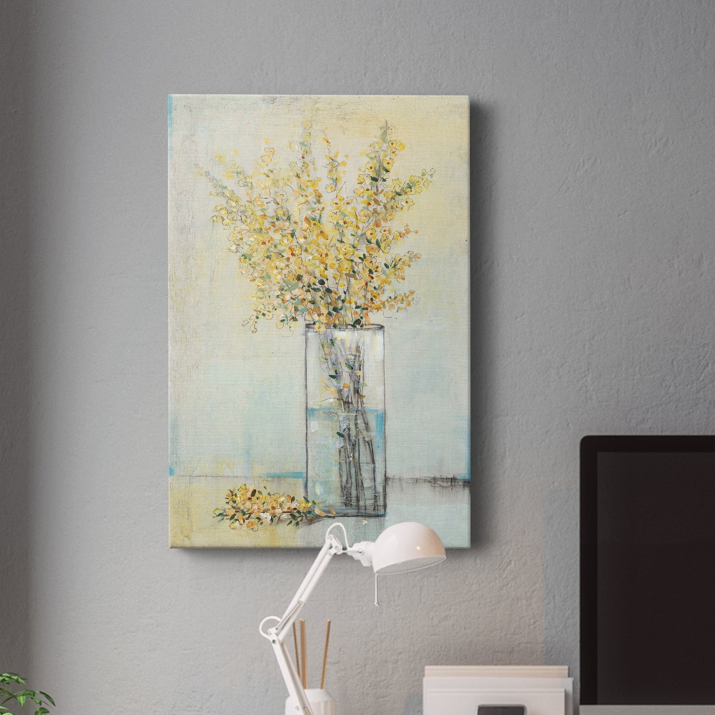 Yellow Spray in Vase I Premium Gallery Wrapped Canvas - Ready to Hang