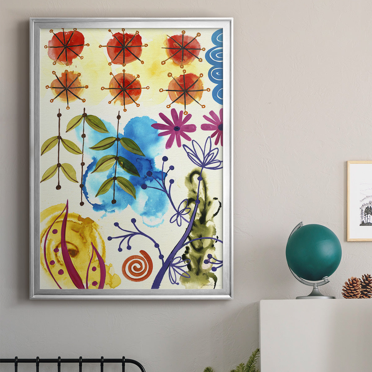 Flower Power II - Modern Framed Canvas Print