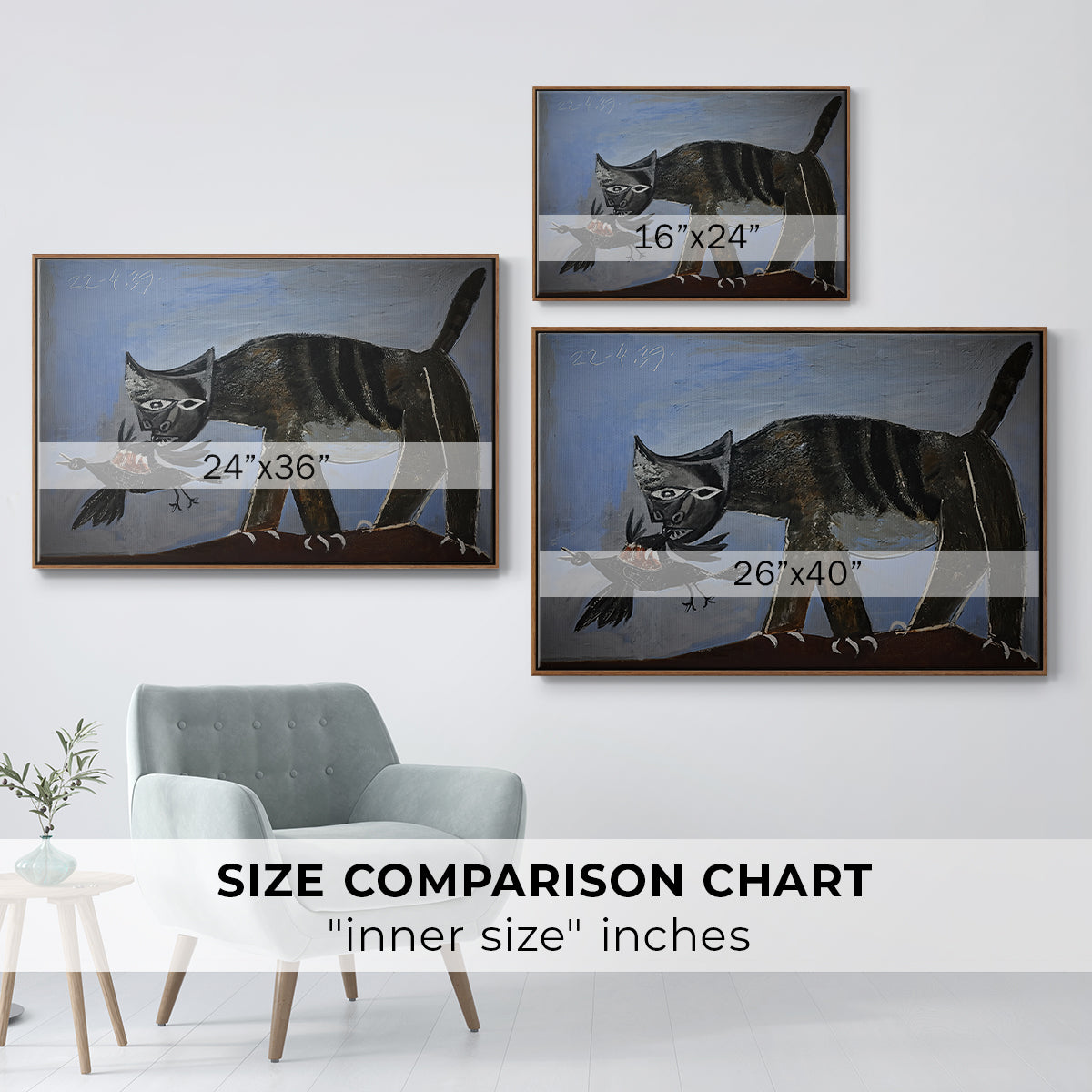 Cat Catching a Bird, 1939 - Floater Framed Canvas Print