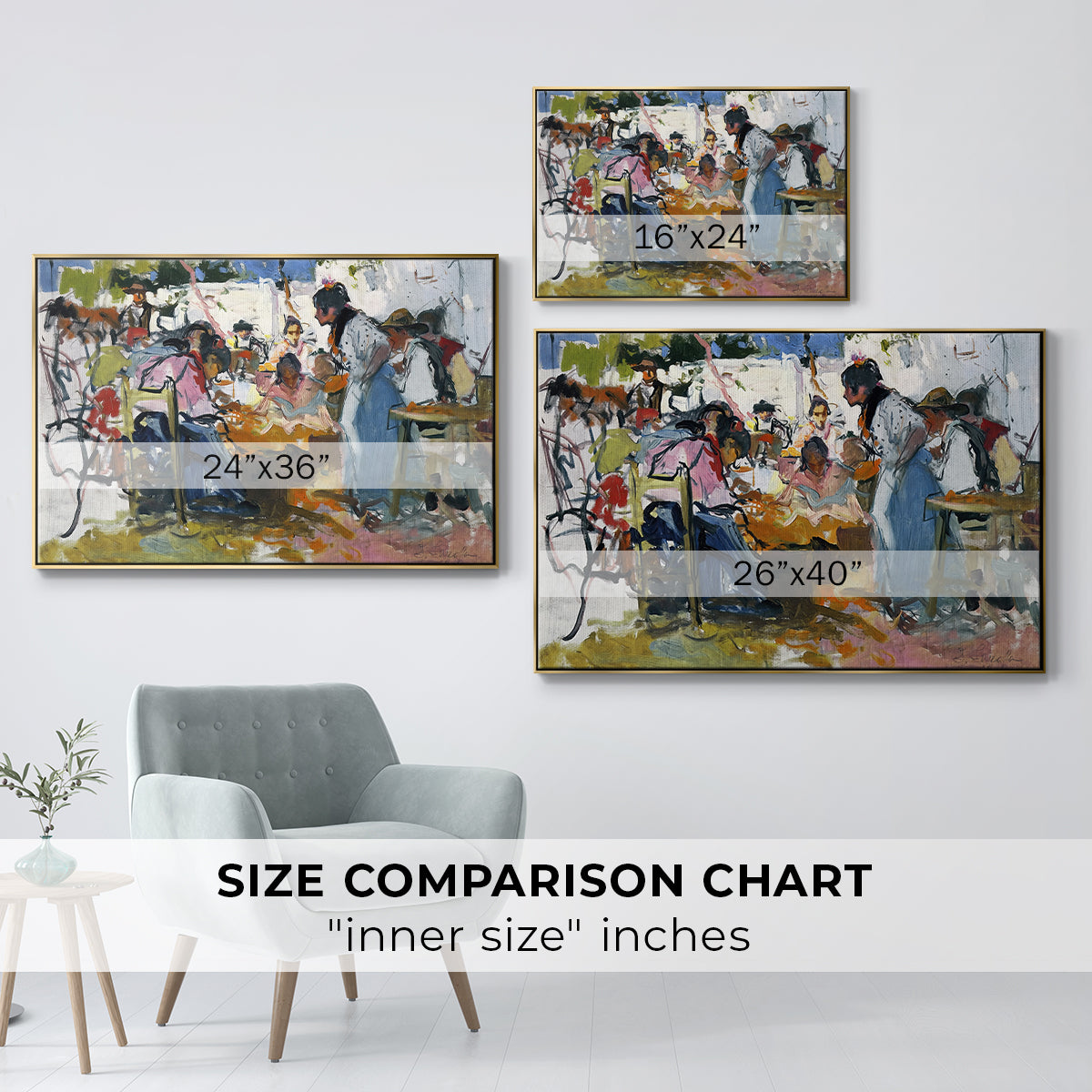 Net Menders in Valencia, 1909 - Floater Framed Canvas Print