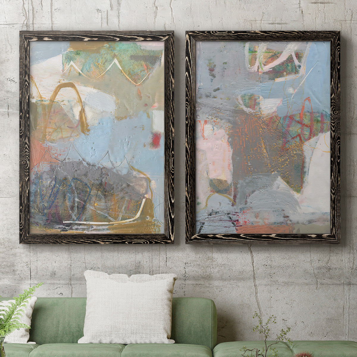 Minim I - Premium Framed Canvas 2 Piece Set - Ready to Hang