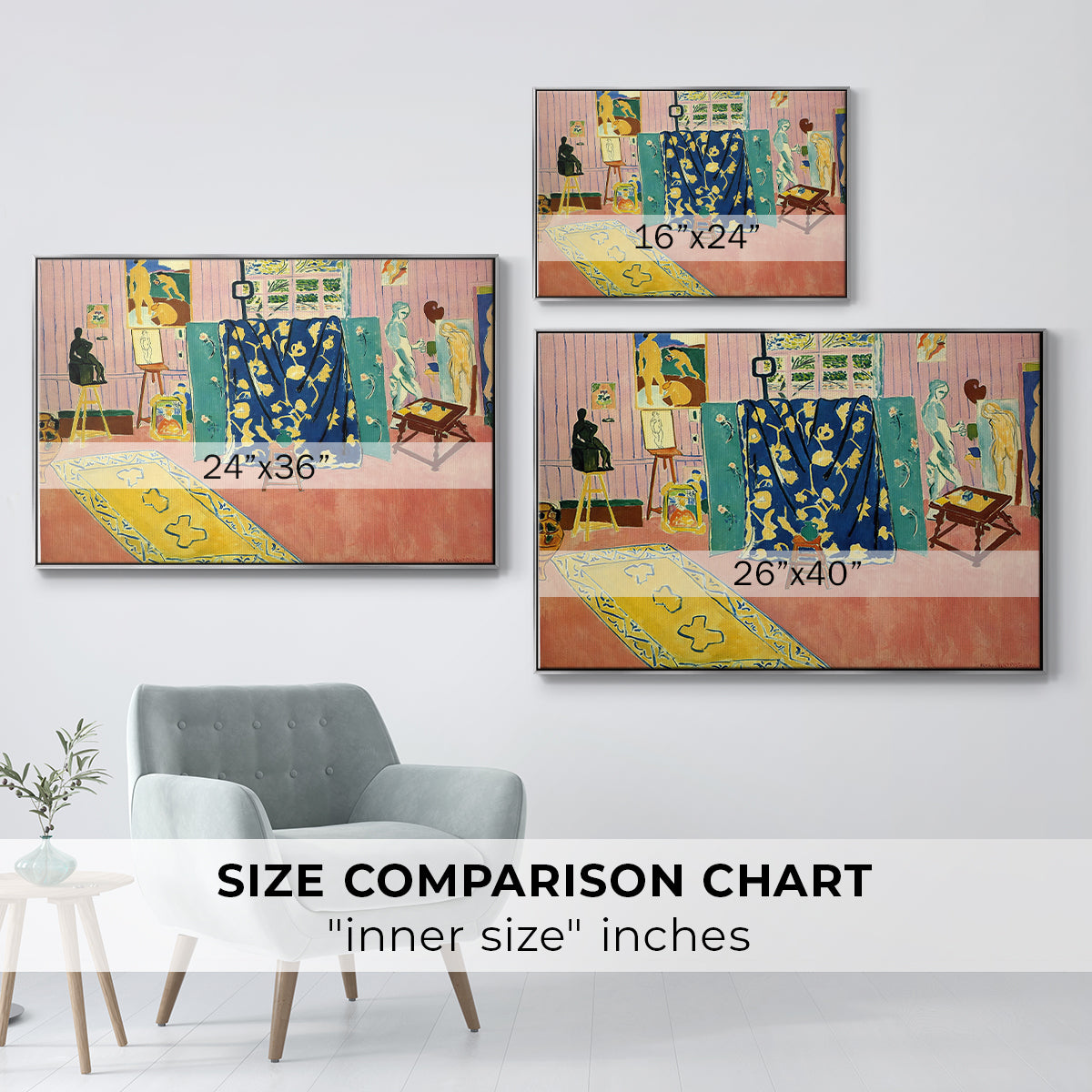The Pink Studio (L'Atelier Rose), 1911 - Floater Framed Canvas Print
