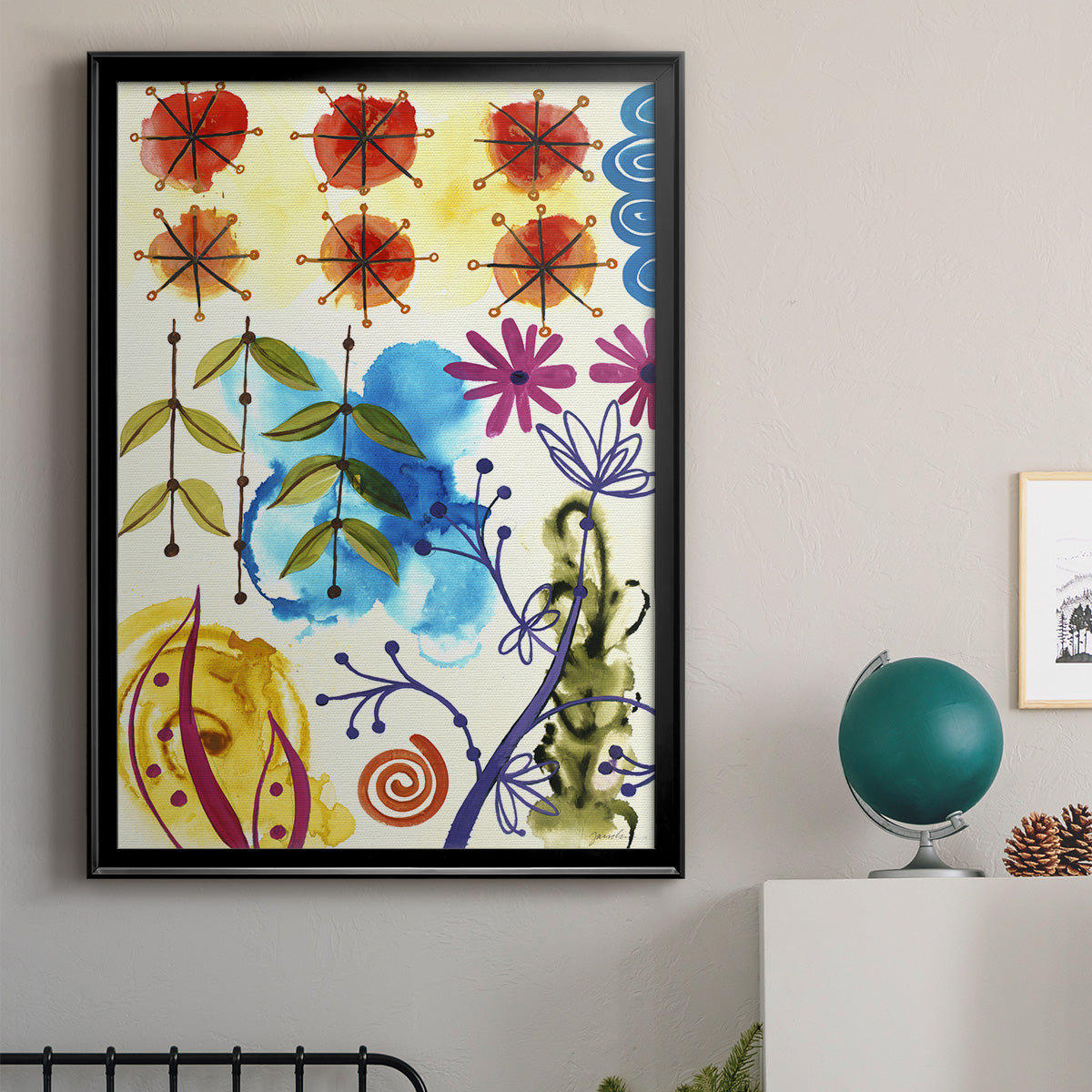 Flower Power II - Modern Framed Canvas Print