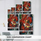 Size comparison chart for canvas art prints, showing multiple size options.