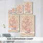 Size comparison chart for canvas art prints, showing multiple size options.