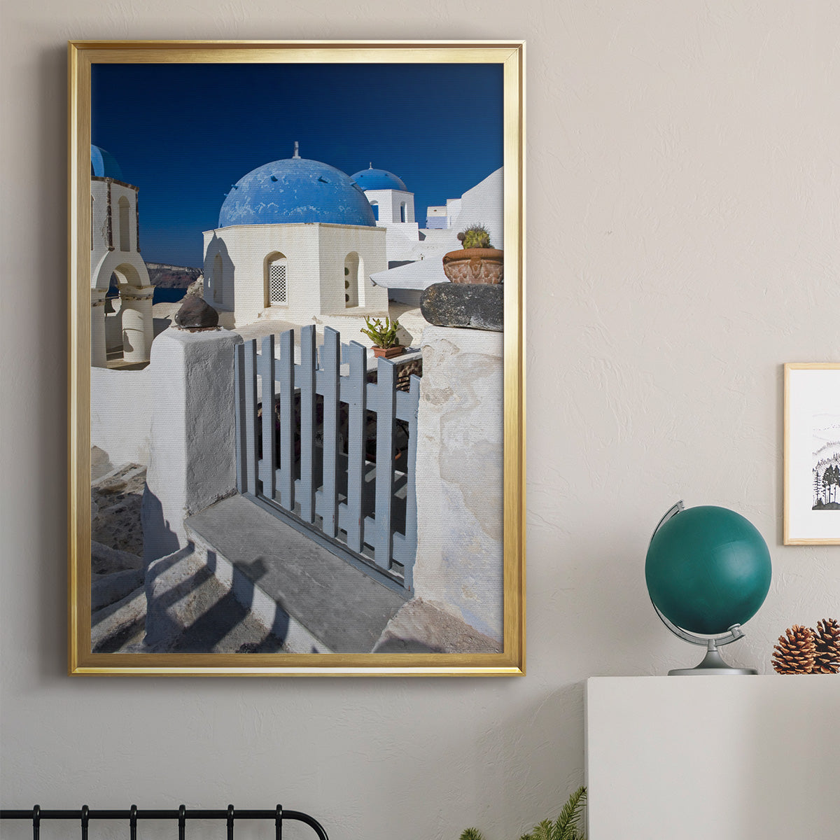 Santorini Sidewalk - Modern Framed Canvas Print