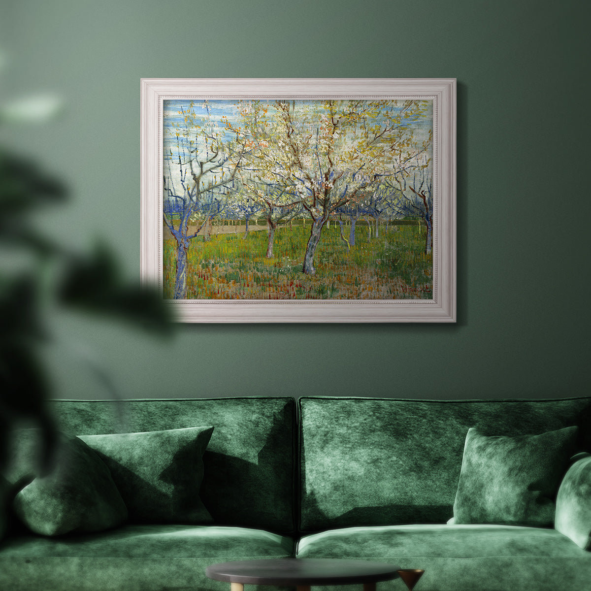 Orchard With Blossoming Apricot Trees - Ornate Framed Canvas Print