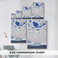 Size comparison chart for canvas art prints, showing multiple size options.