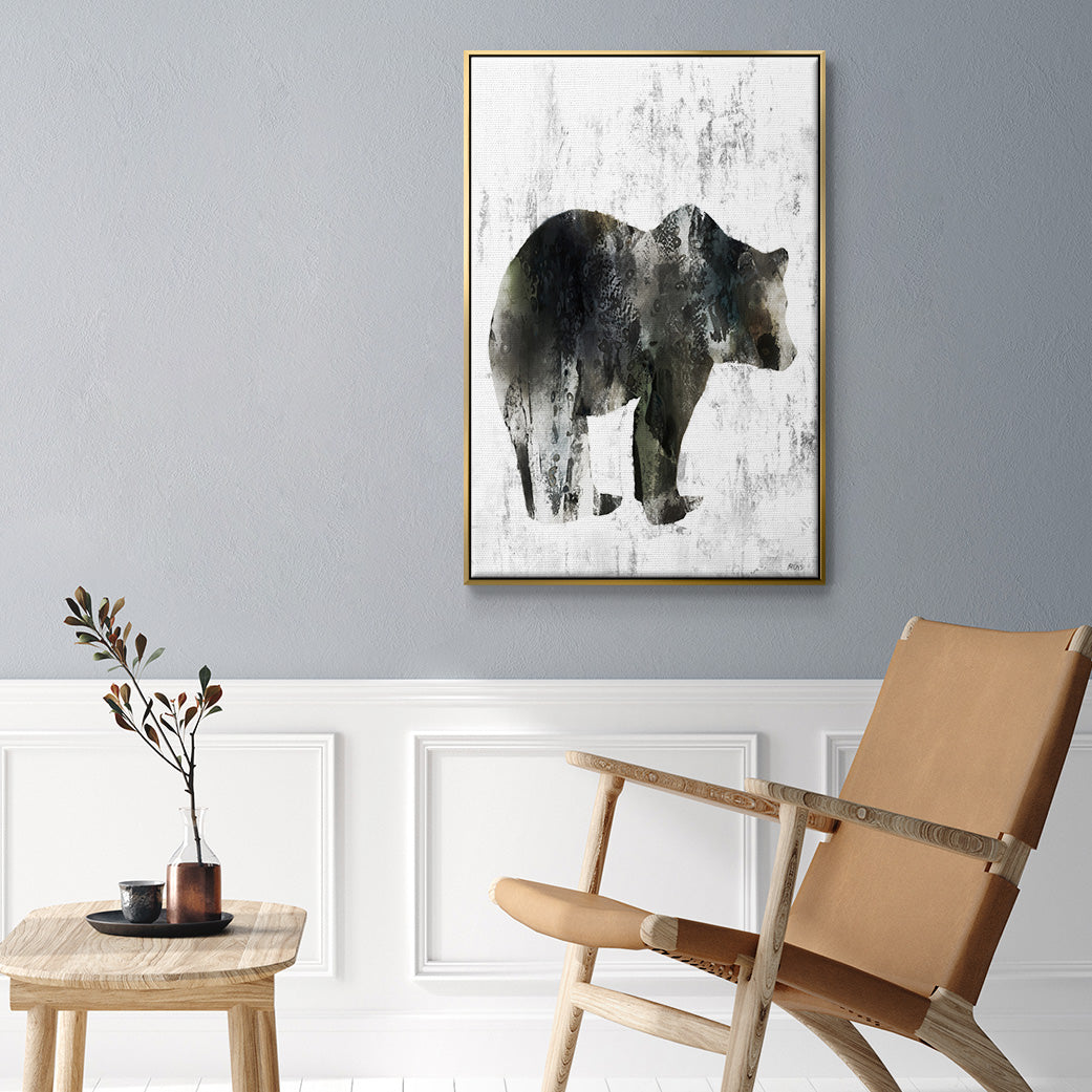 Bear Totem - Framed Premium Gallery Wrapped Canvas L Frame - Ready to Hang