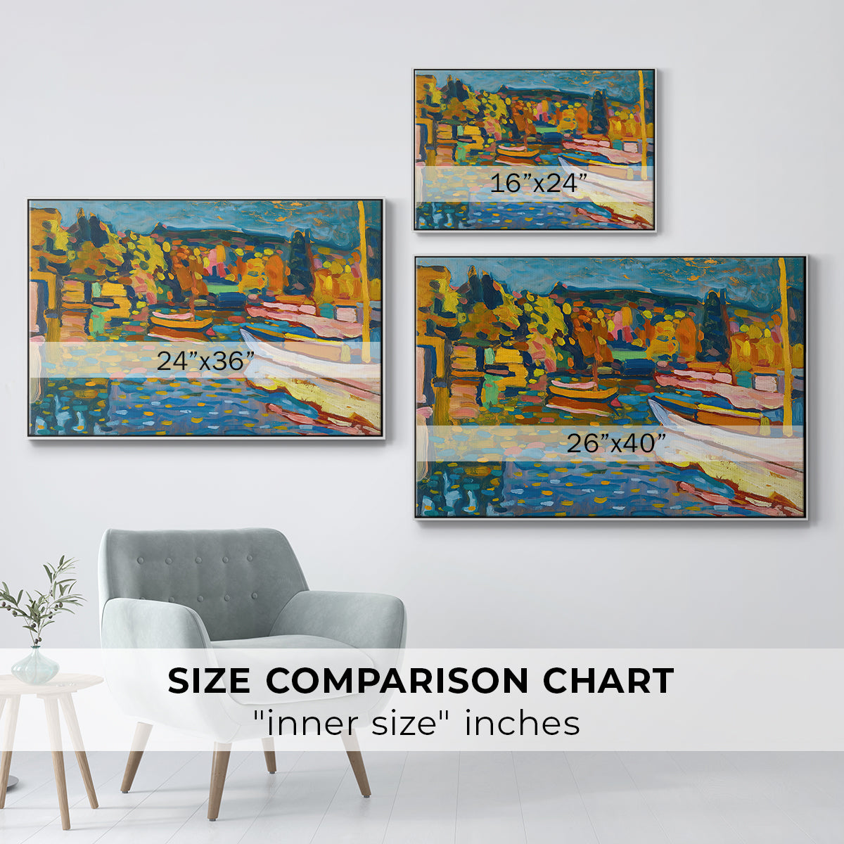 Study for Autumn Landscape with Boats, 1908 - Floater Framed Canvas Print