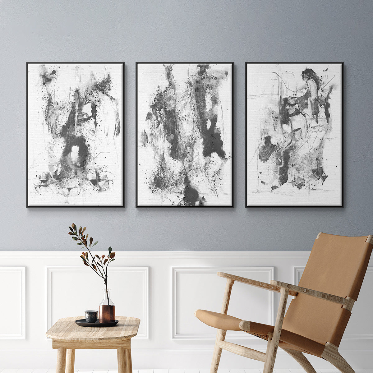 Graphite Abstract I - Floater Framed Canvas Set