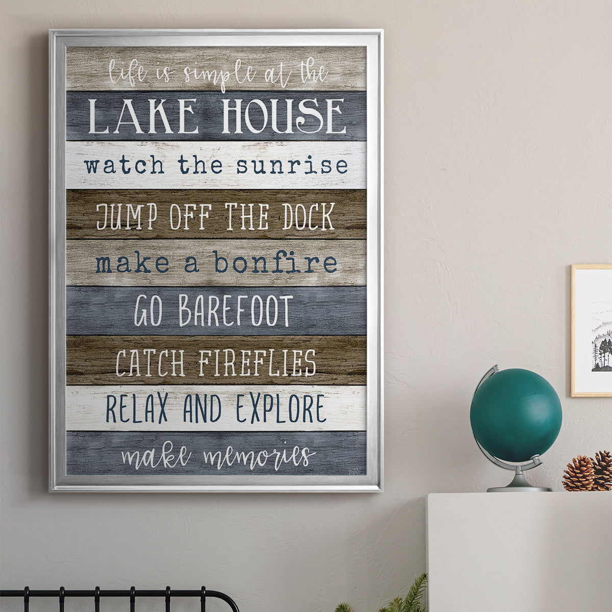 Simple Lake Rules - Modern Framed Canvas Print