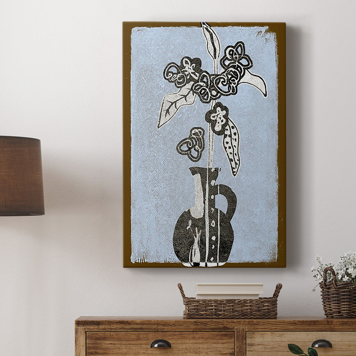 Graphic Flowers in Vase I Premium Gallery Wrapped Canvas - Ready to Hang