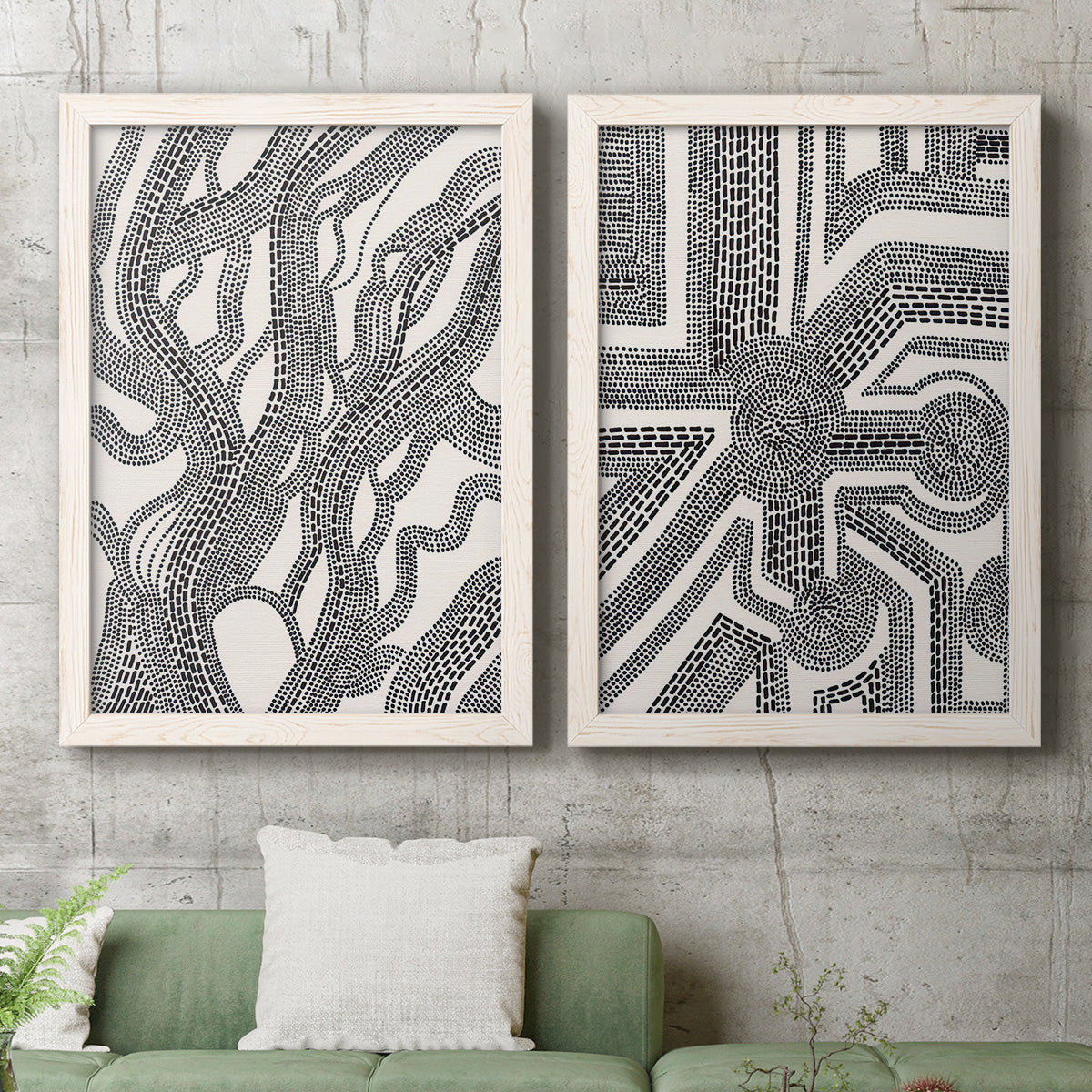 Dots and Dashes I - Premium Framed Canvas 2 Piece Set - Ready to Hang