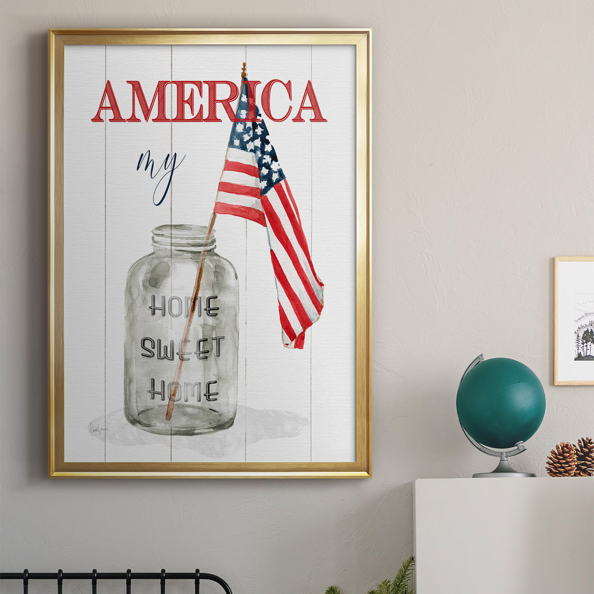America My Home Sweet Home - Modern Framed Canvas Print