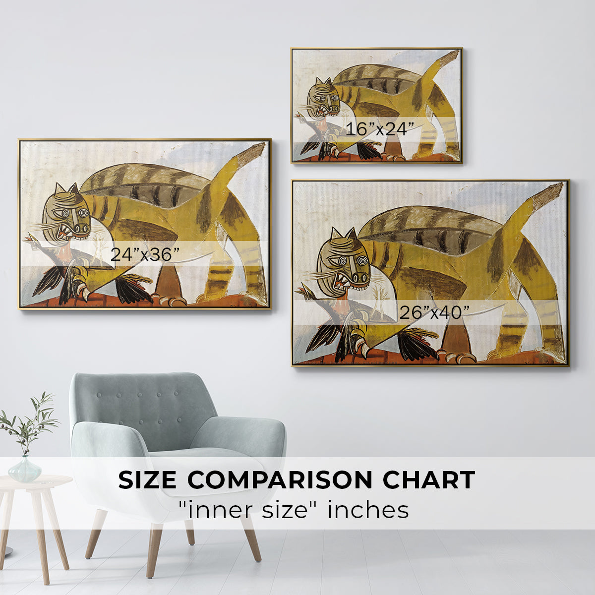 Cat Eating a Bird, 1939 - Floater Framed Canvas Print