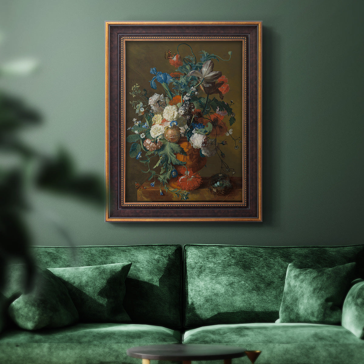 Flowers in an Urn - Ornate Framed Canvas Print