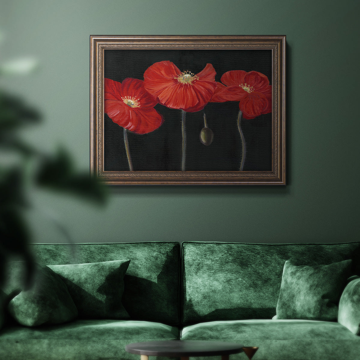 Poppy Trio I Premium Framed Canvas- Ready to Hang