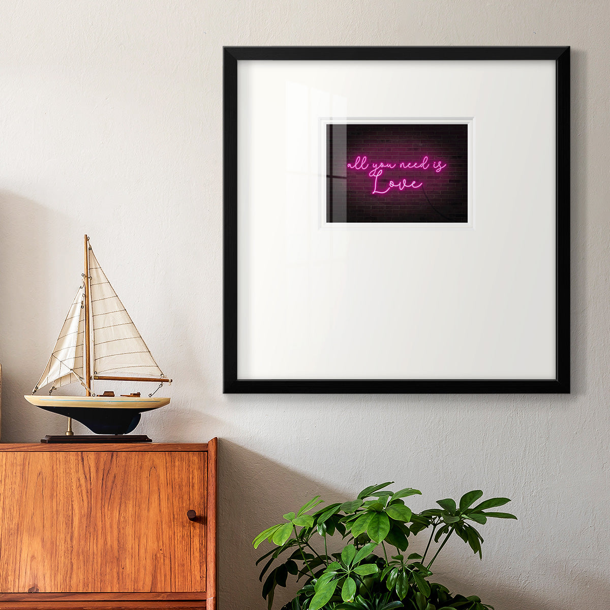 Neon Love I Premium Framed Print Double Matboard